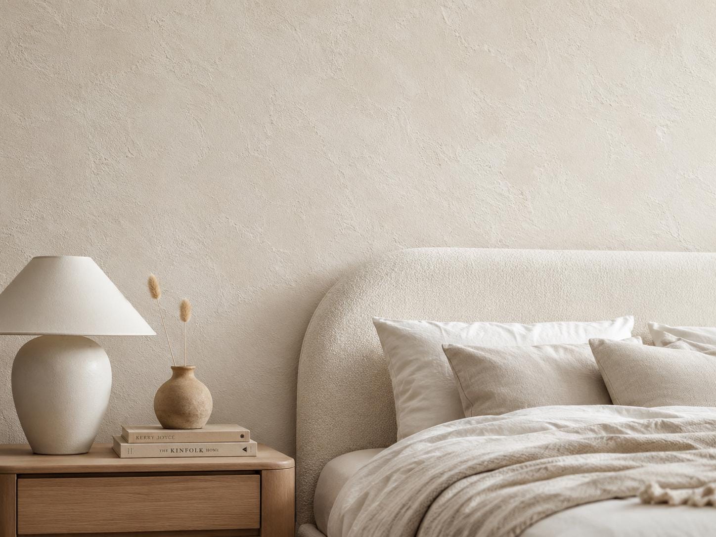 Soft Stucco Wallpaper: Warm White Textured Wall Mural