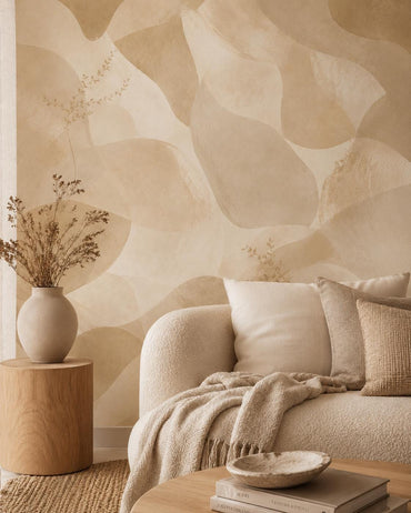 Golden Beige Abstract Wallpaper: Warm Neutral Wall Mural