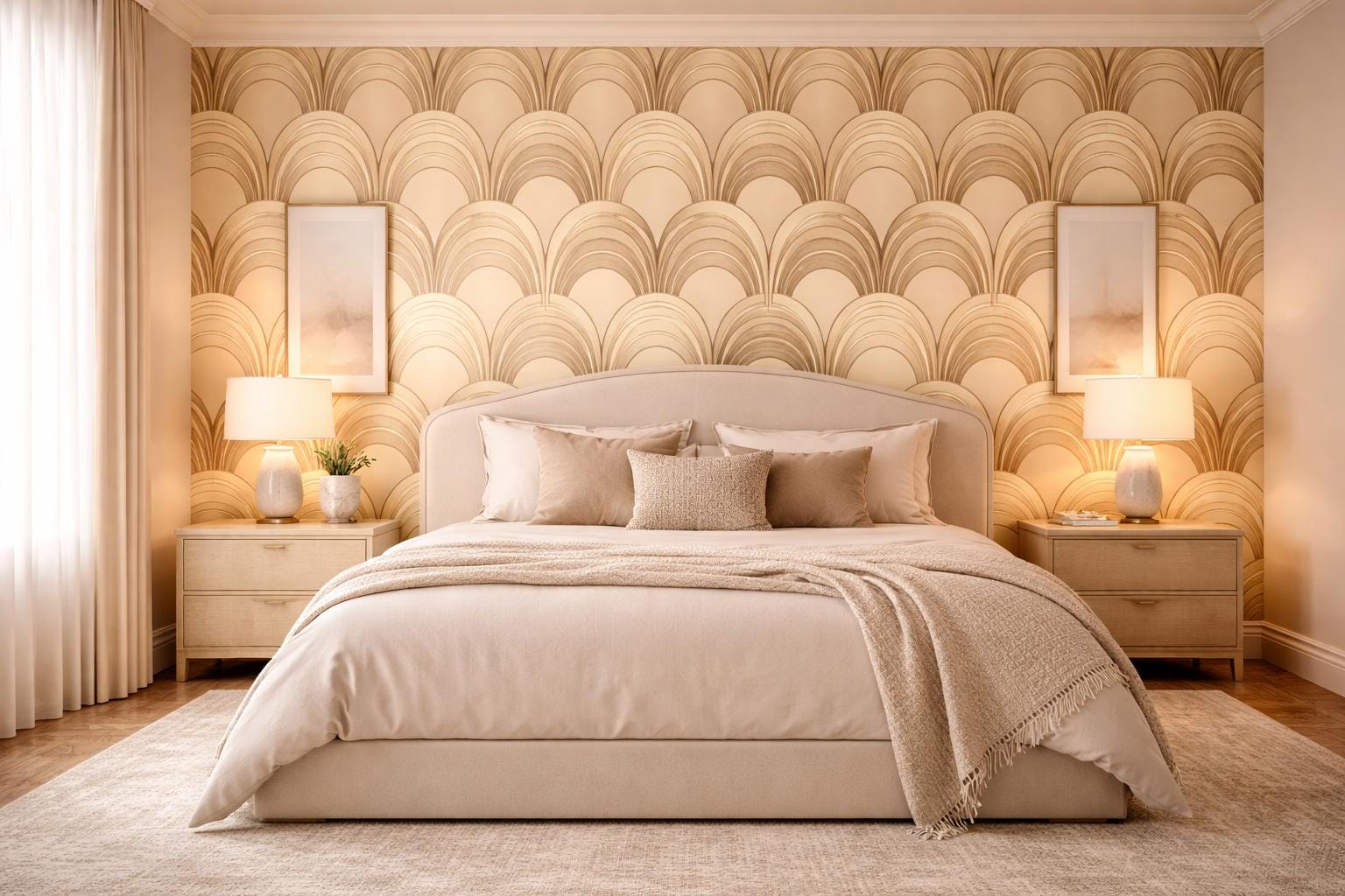 Gold Art Deco Arch Wallpaper: Elegant Luxury Wall Mural