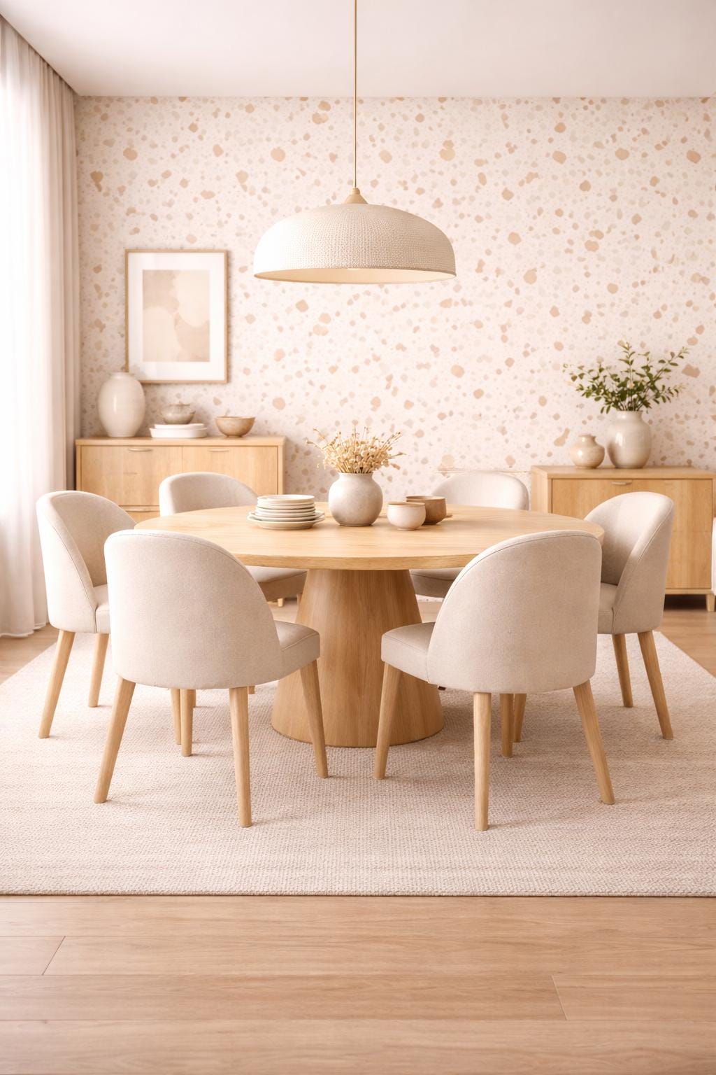 Beige Terrazzo Wallpaper: Neutral Speckled Stone Wall Mural