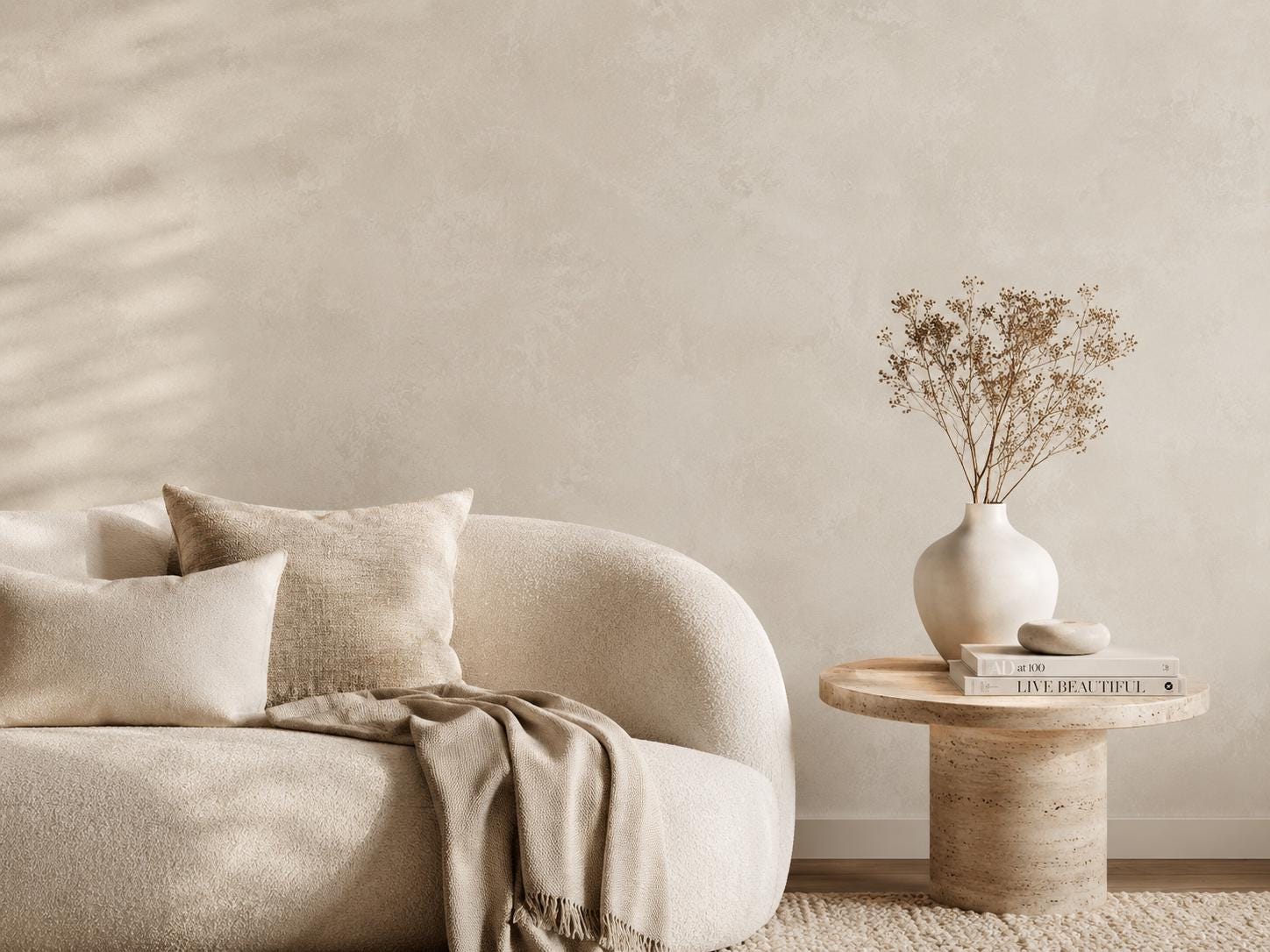 Limewash Wallpaper: Soft Ivory Textured Wall Mural