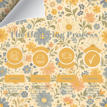 Retro Daisy Garden Wallpaper: Vintage Floral Wall Mural