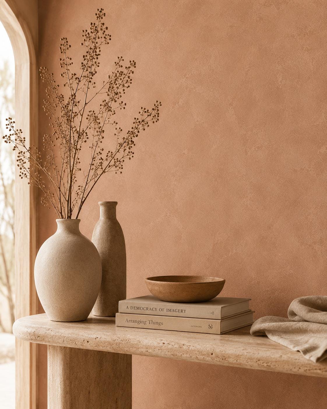 Muted Clay Plaster Wallpaper: Earthy Textured Wall Mural