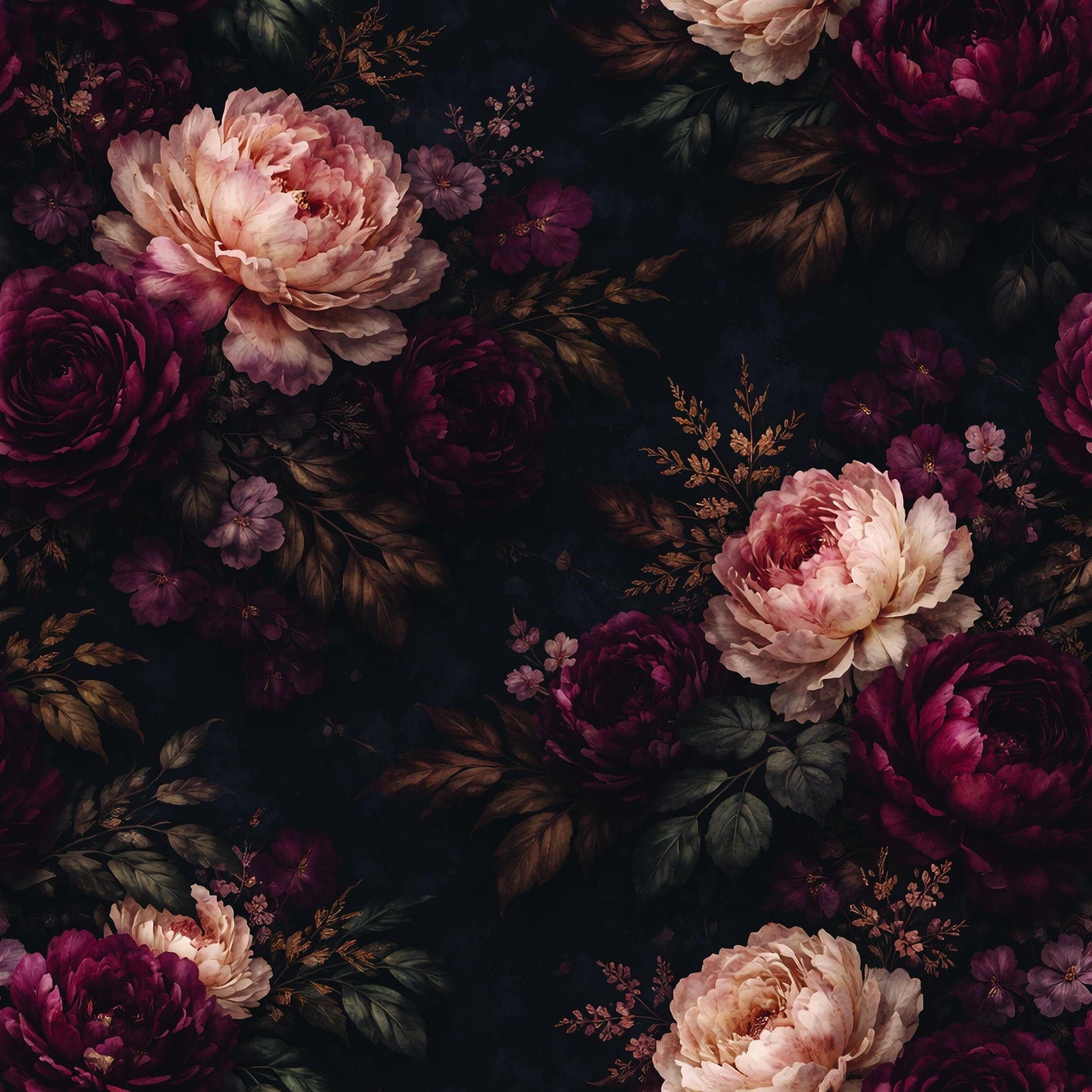 Dark Floral Peony Wallpaper: Vintage Peel and Stick Mural