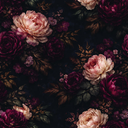 Dark Floral Peony Wallpaper: Vintage Peel and Stick Mural