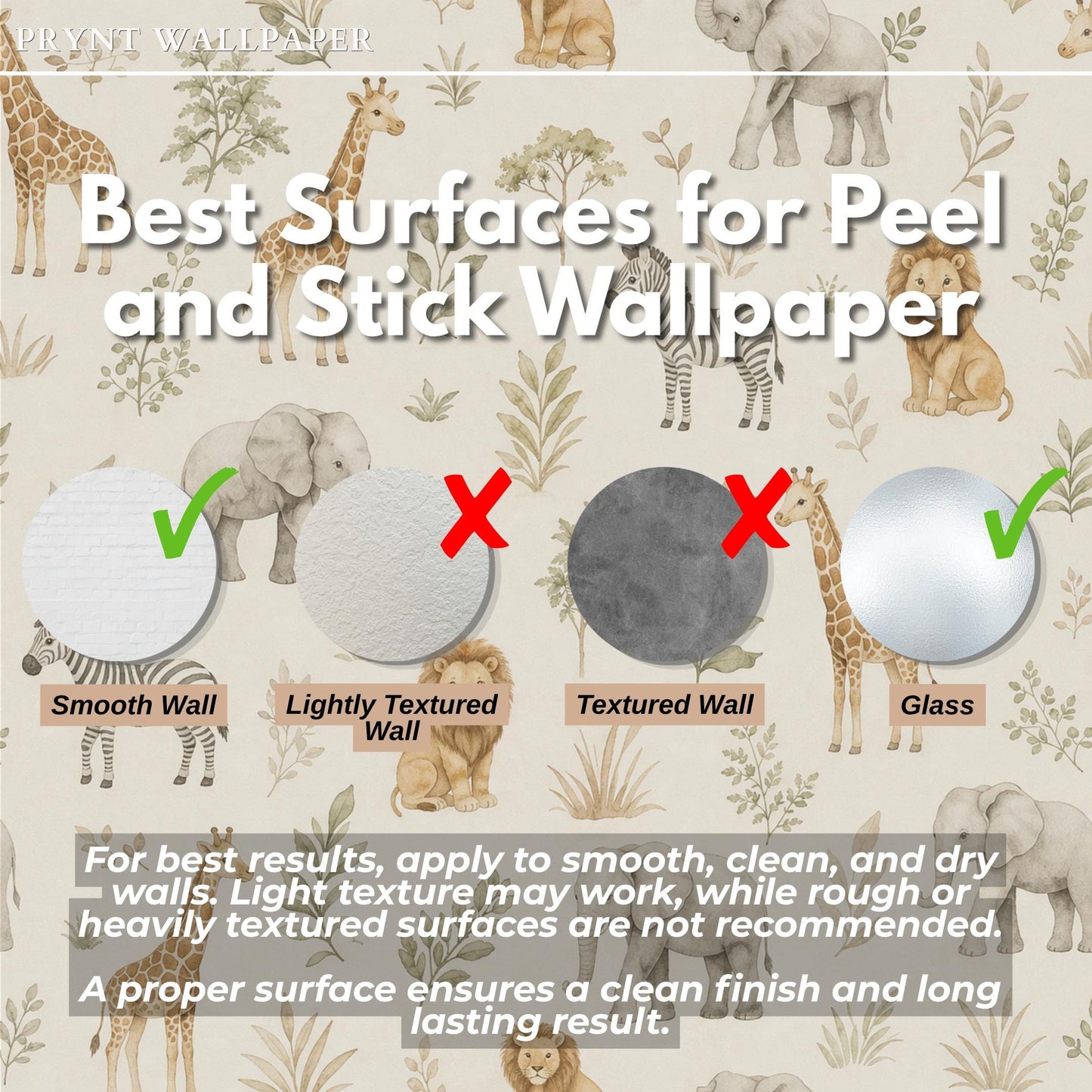 Safari Animal Wallpaper: Neutral Nursery Wall Mural
