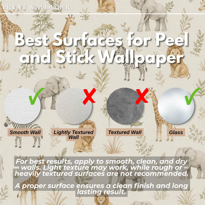 Safari Animal Wallpaper: Neutral Nursery Wall Mural