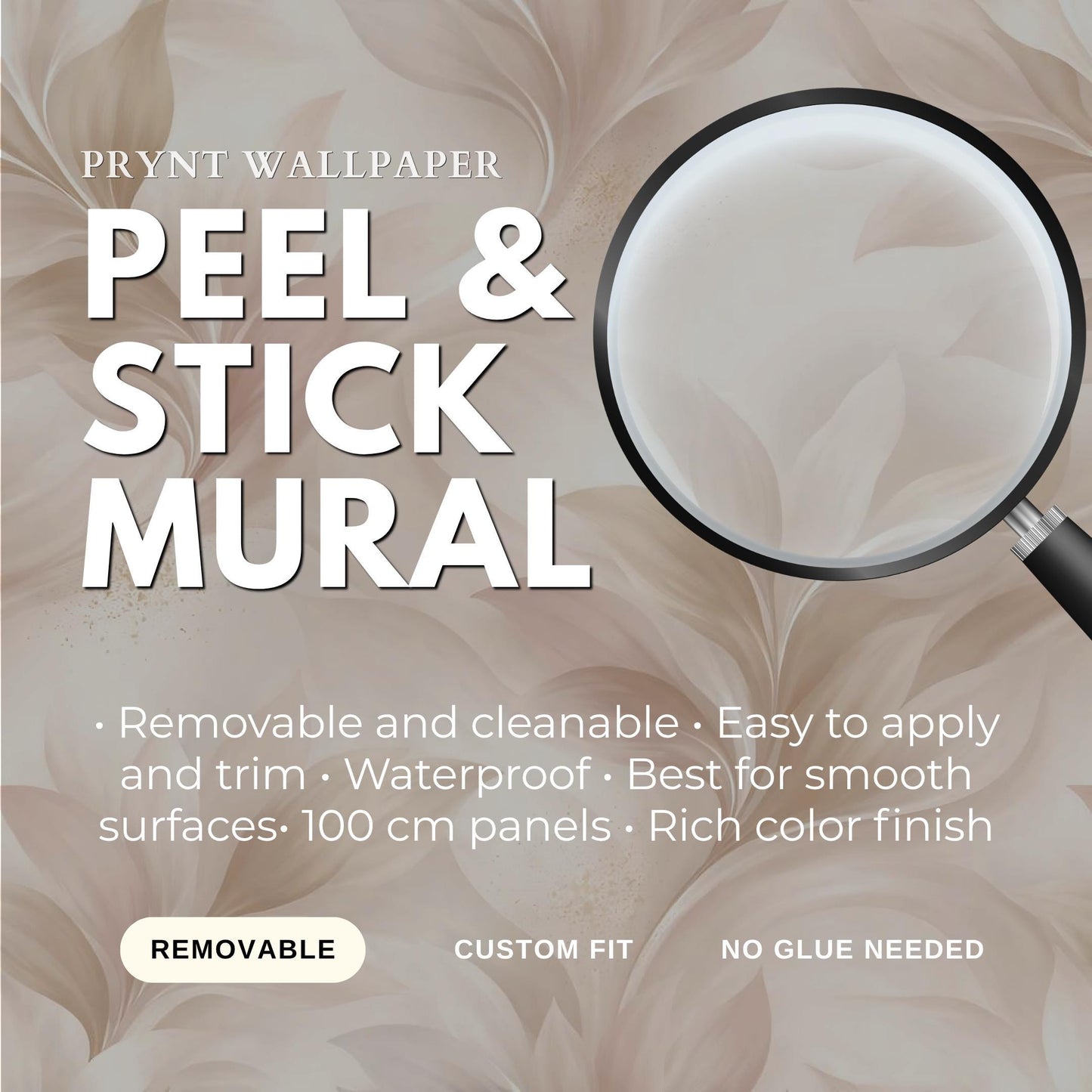 Soft Beige Floral Wallpaper: Elegant Peel and Stick Mural