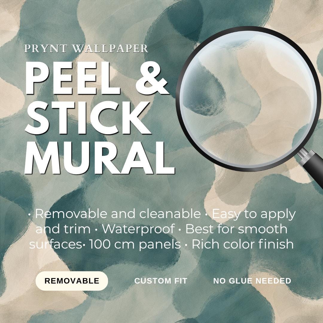 Muted Teal Abstract Wallpaper: Blue Green Wall Mural