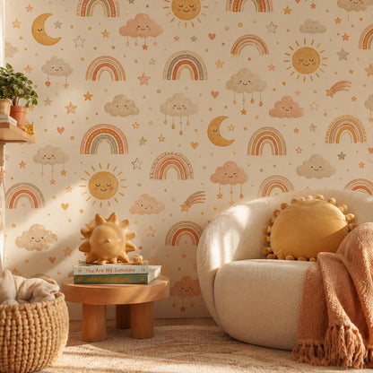 Retro Rainbow Wallpaper: Playful Kids Room Wall Mural