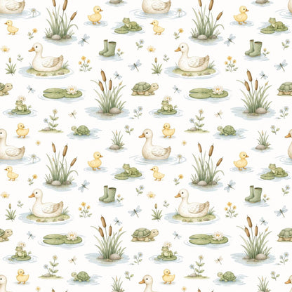 Duck Pond Wallpaper: Baby Ducks Nursery Mural