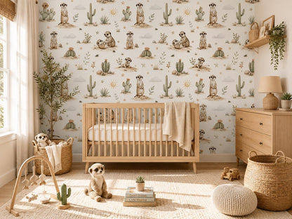Meerkat Wallpaper: Desert Animal Nursery Mural