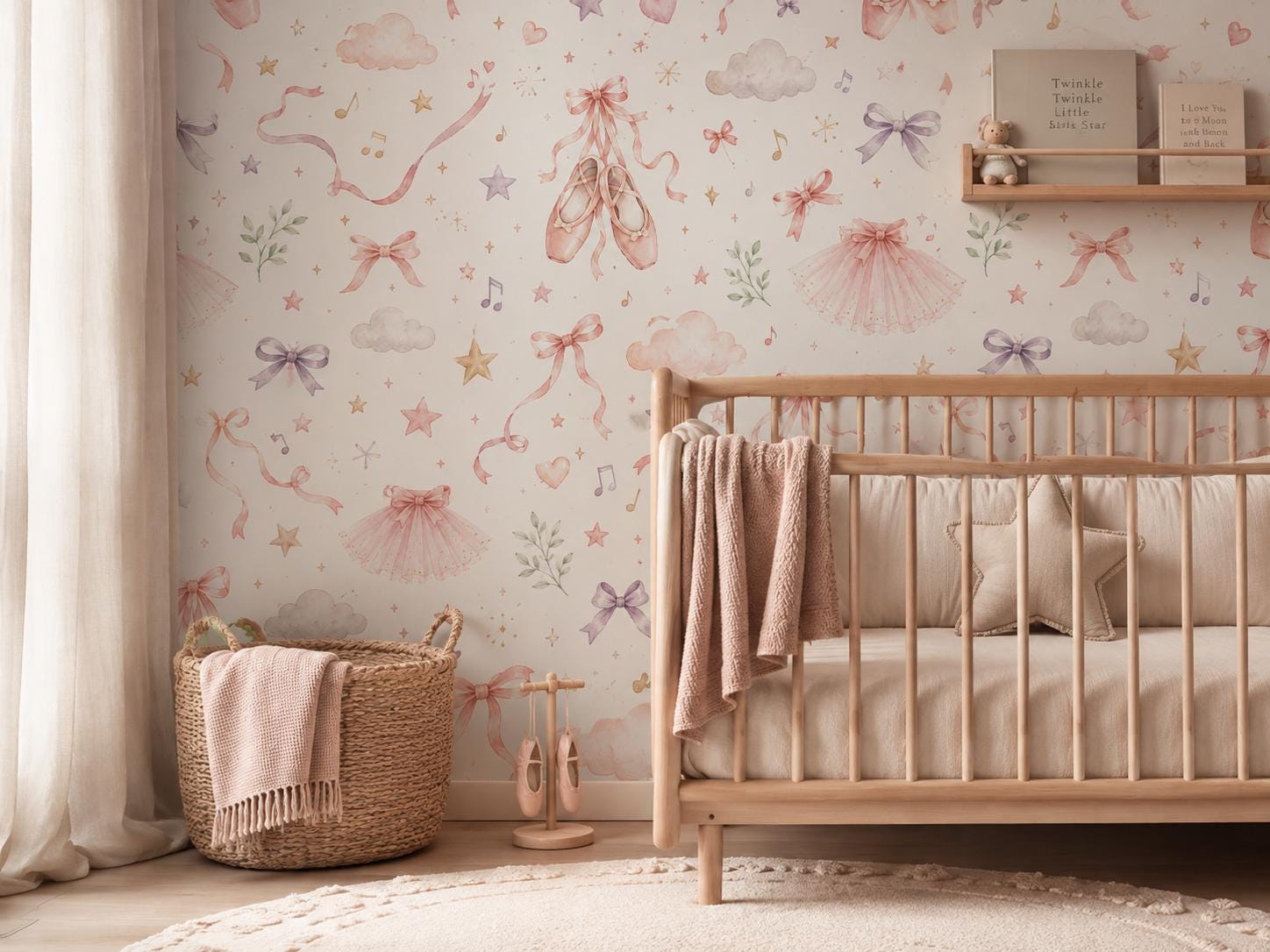 Ballet Slipper Wallpaper: Dance Nursery Wall Mural