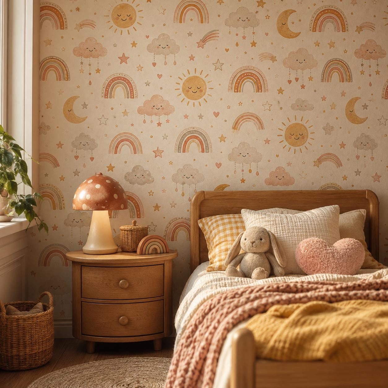 Retro Rainbow Wallpaper: Playful Kids Room Wall Mural