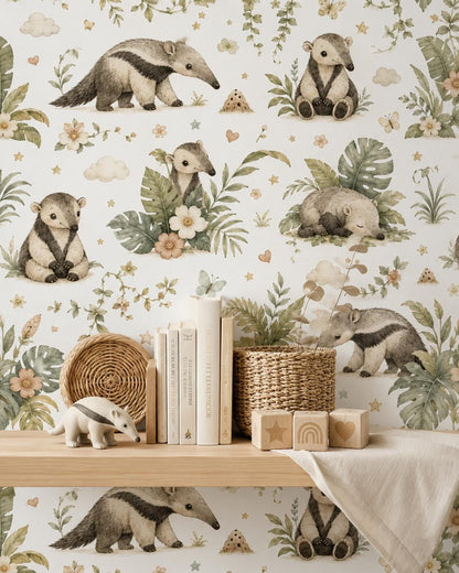 Anteater Rainforest Wallpaper: Jungle Animal Nursery Mural