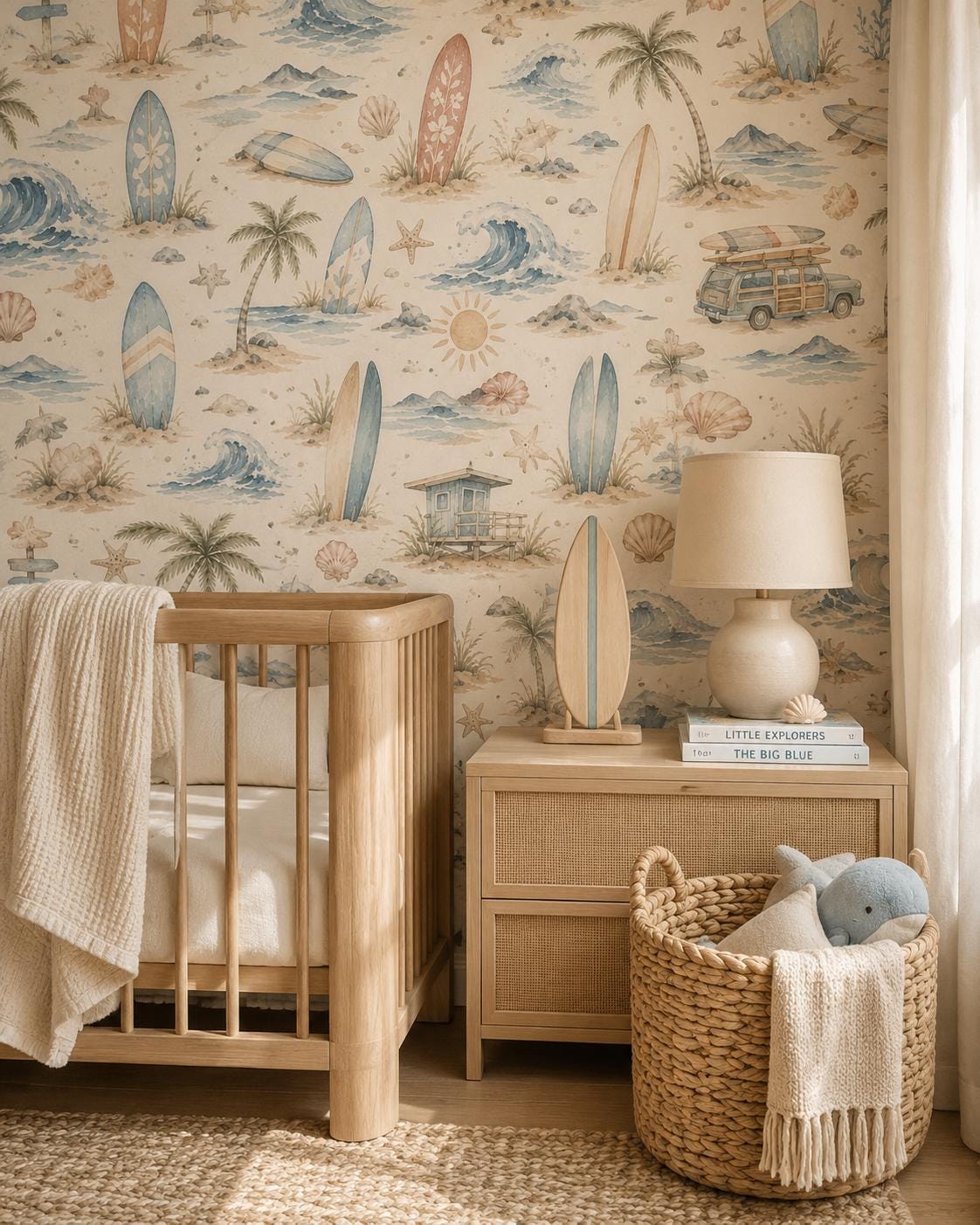 Surf Club Wallpaper: Coastal Kids Sports Wall Mural
