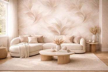 Soft Beige Floral Wallpaper: Elegant Peel and Stick Mural