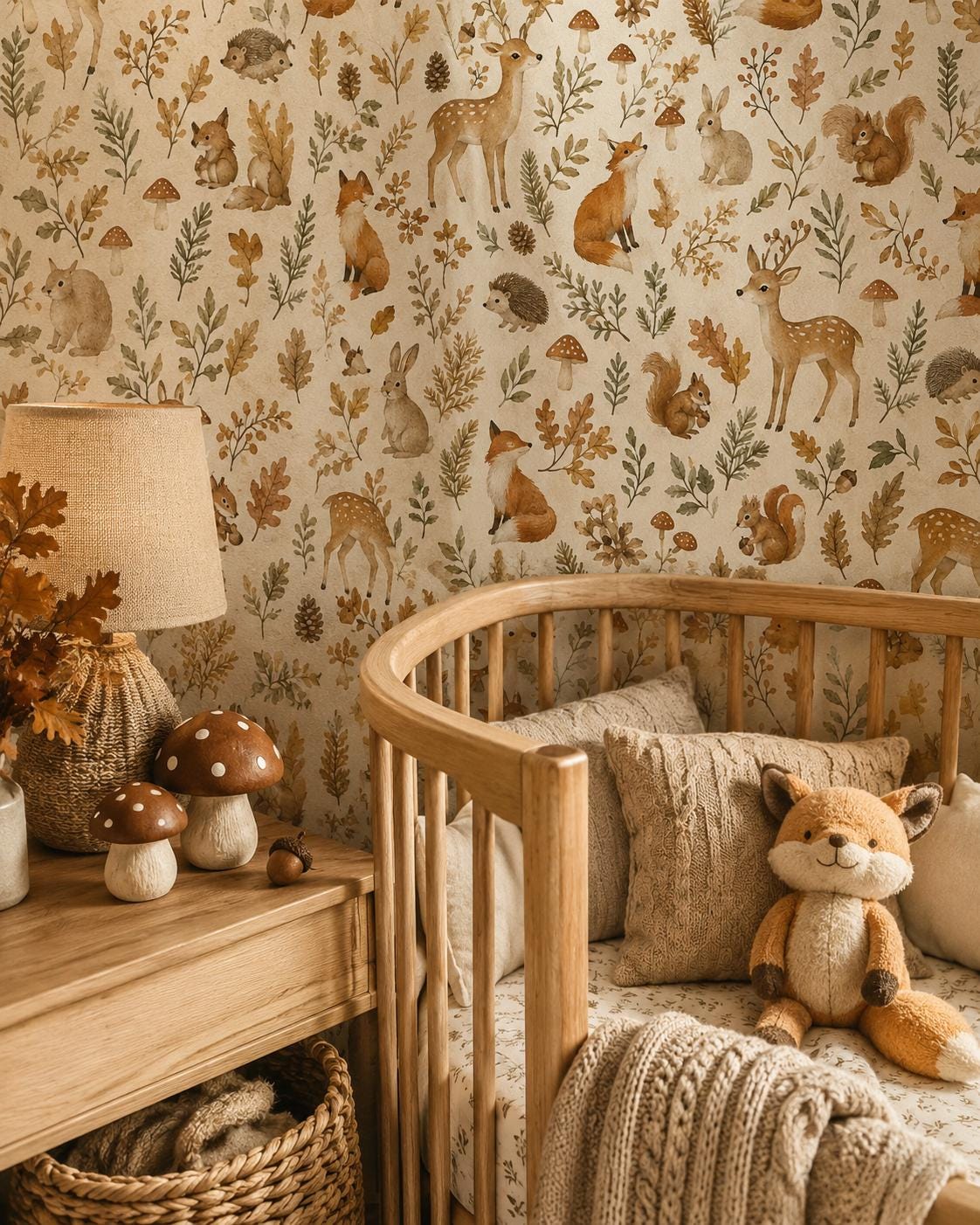 Autumn Woodland Animal Wallpaper: Cozy Forest Nursery Wall Mural