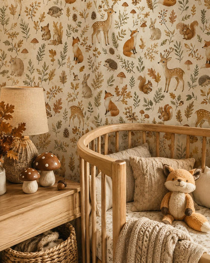 Autumn Woodland Animal Wallpaper: Cozy Forest Nursery Wall Mural