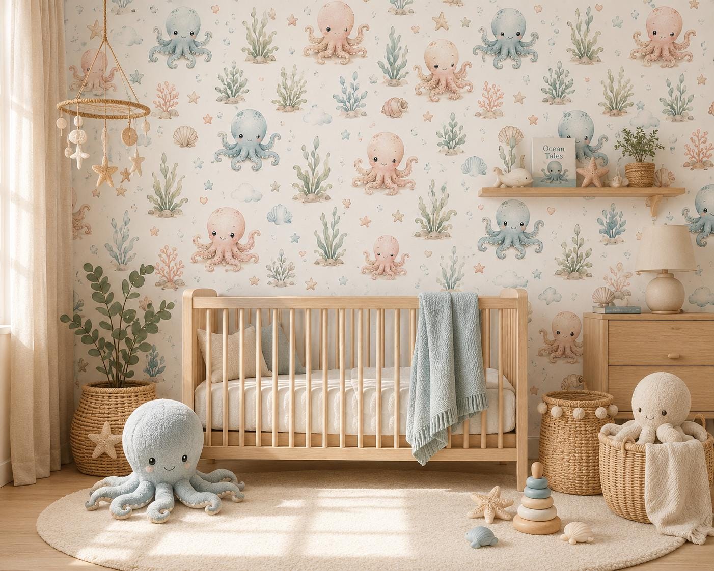 Octopus Ocean Wallpaper: Underwater Nursery Wall Mural