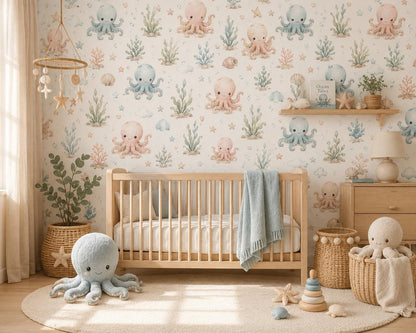 Octopus Ocean Wallpaper: Underwater Nursery Wall Mural