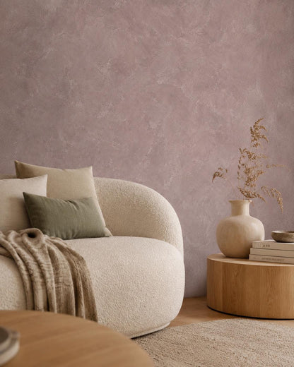 Dusty Mauve Plaster Wallpaper: Muted Pink Textured Wall Mural