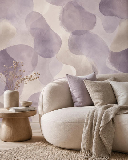 Soft Lavender Abstract Wallpaper: Muted Purple Wall Mural