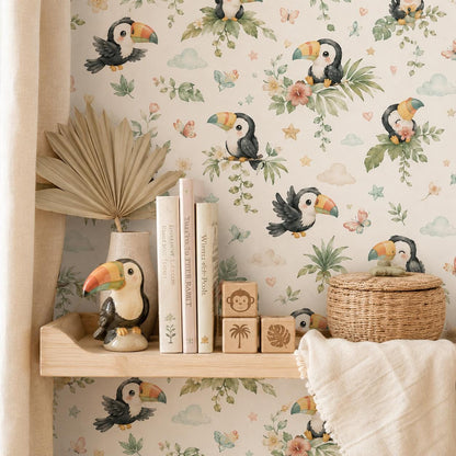 Toucan Tropical Wallpaper: Jungle Bird Nursery Wall Mural