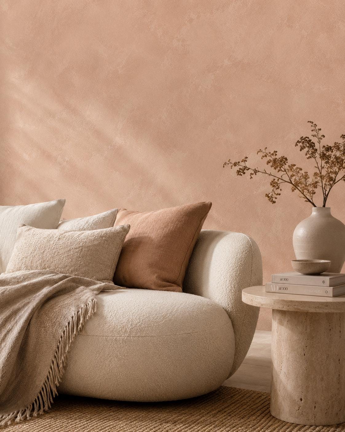 Muted Clay Plaster Wallpaper: Earthy Textured Wall Mural