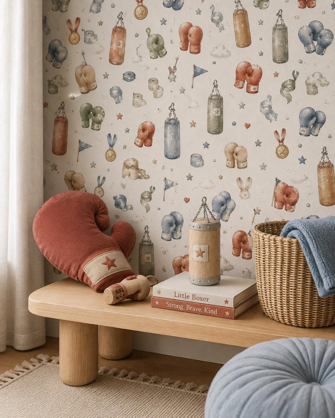 Boxing Glove Wallpaper: Sports Nursery Wall Mural