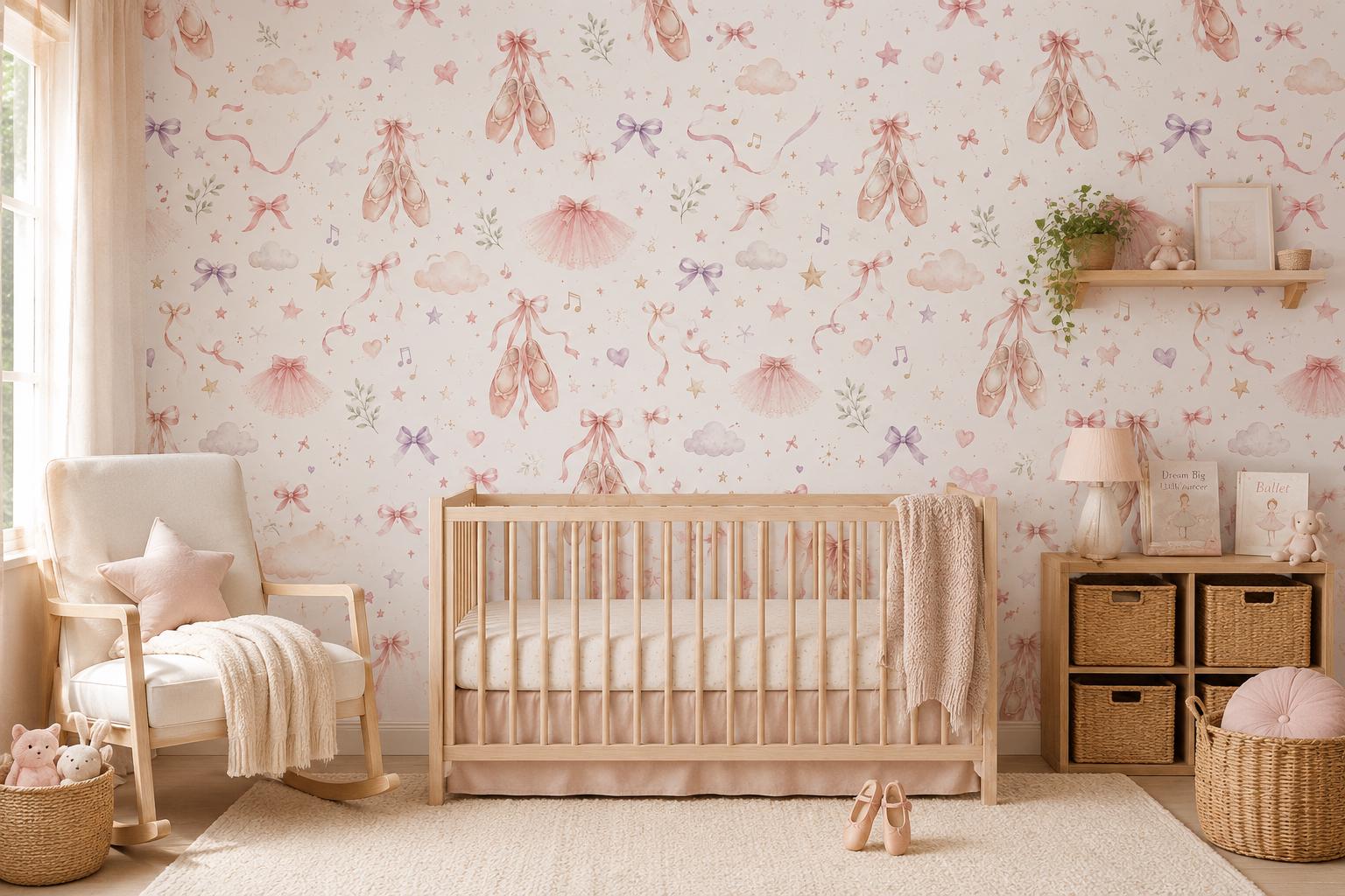 Ballet Slipper Wallpaper: Dance Nursery Wall Mural