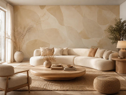 Golden Beige Abstract Wallpaper: Warm Neutral Wall Mural