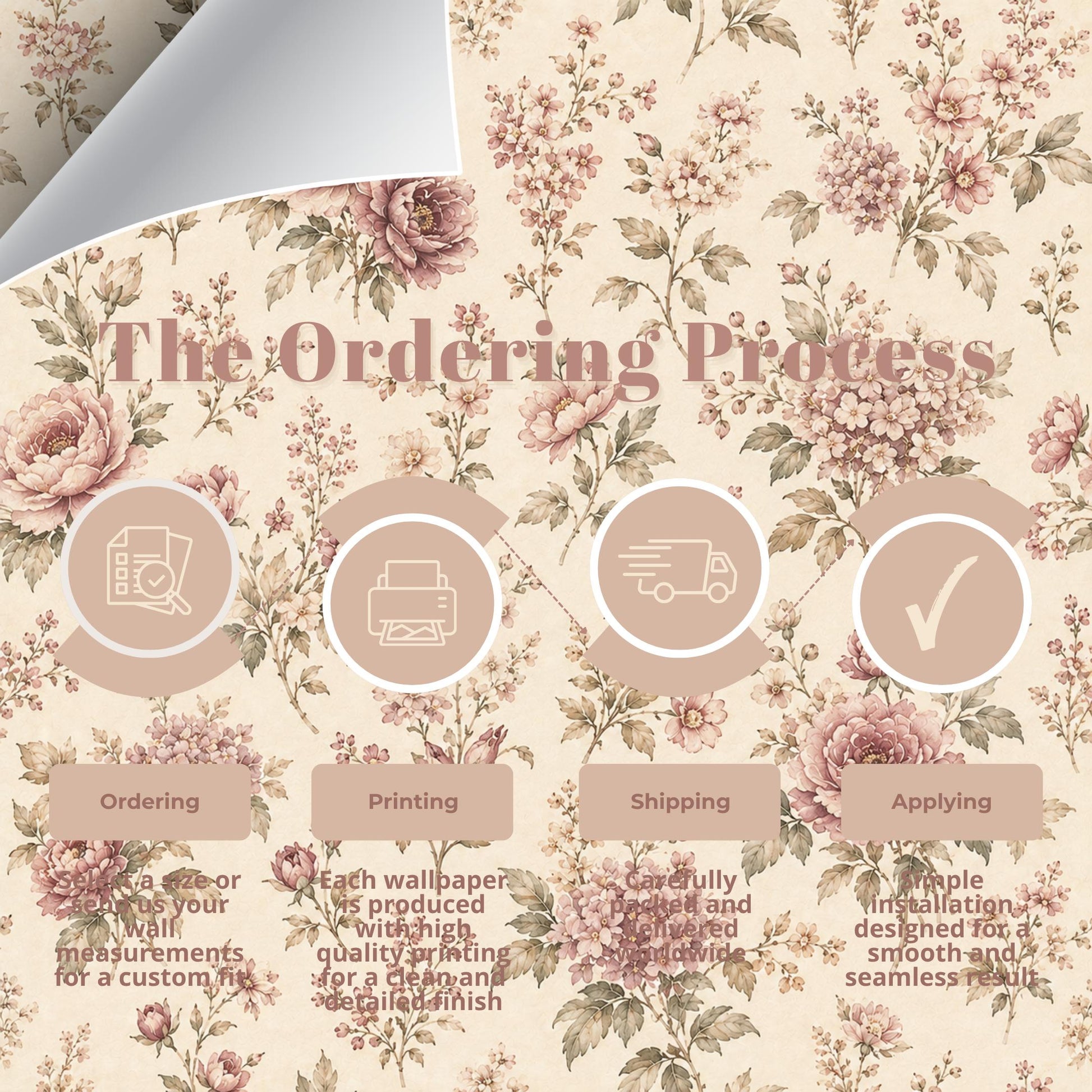 Mauve Beige Floral Wallpaper: Romantic Botanical Wall Mural