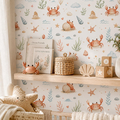 Crab Wallpaper: Beach Nursery Wall Mural