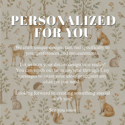 Woodland Animal Wallpaper: Neutral Forest Nursery Wall Mural