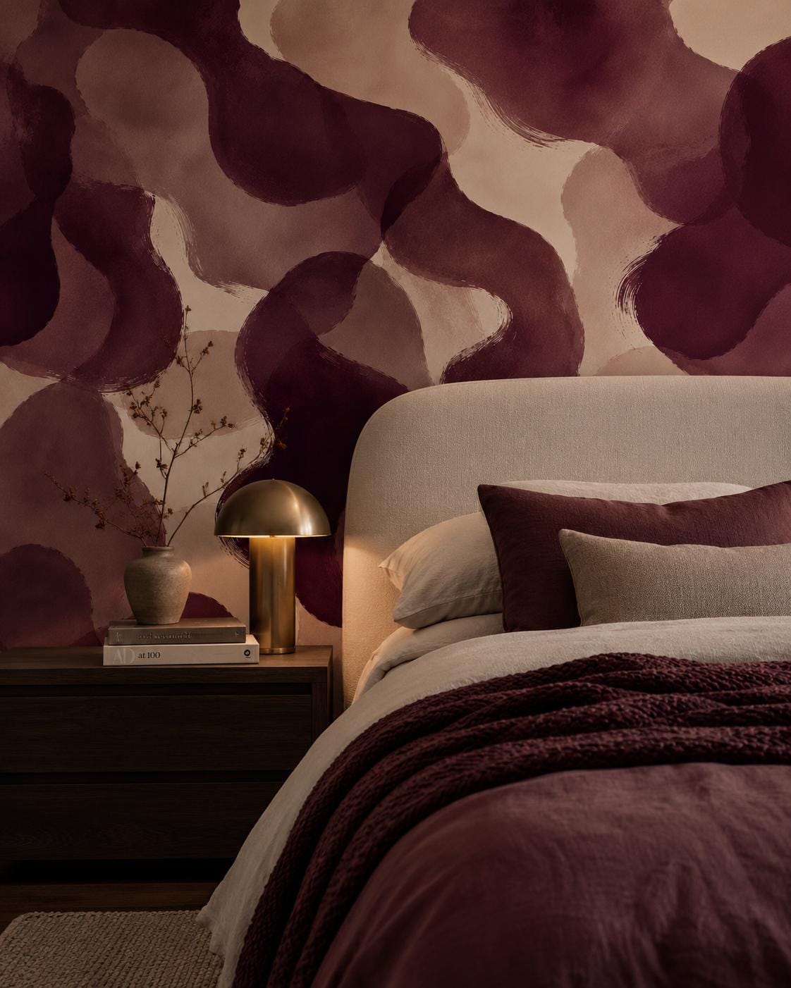 Burgundy Abstract Wallpaper: Deep Wine Wall Mural