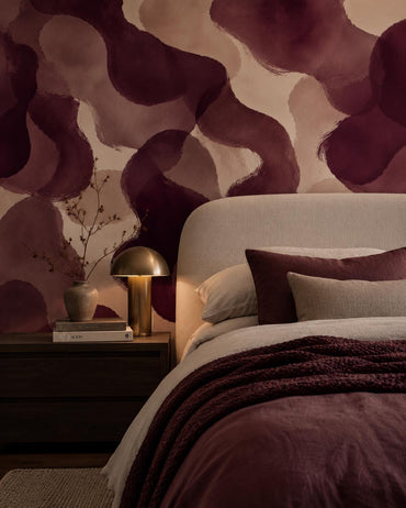 Burgundy Abstract Wallpaper: Deep Wine Wall Mural