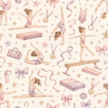 Little Gymnast Stars Wallpaper: Girls Sports Wall Mural