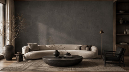 Smoky Charcoal Concrete Wallpaper: Dark Modern Wall Mural