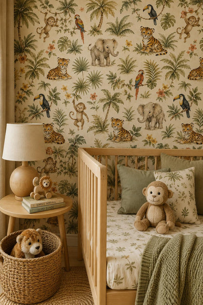 Jungle Animal Wallpaper: Safari Nursery Wall Mural