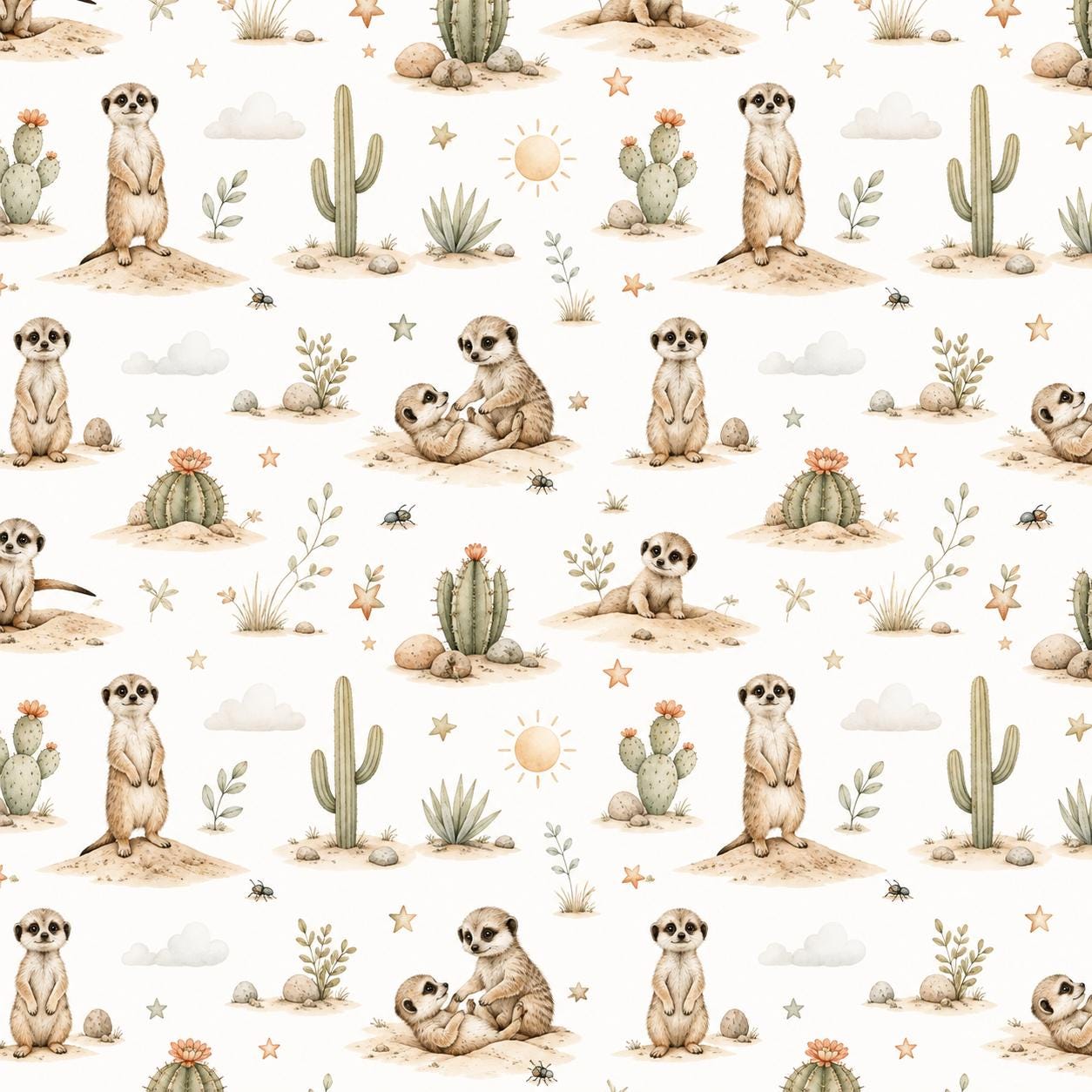 Meerkat Wallpaper: Desert Animal Nursery Mural