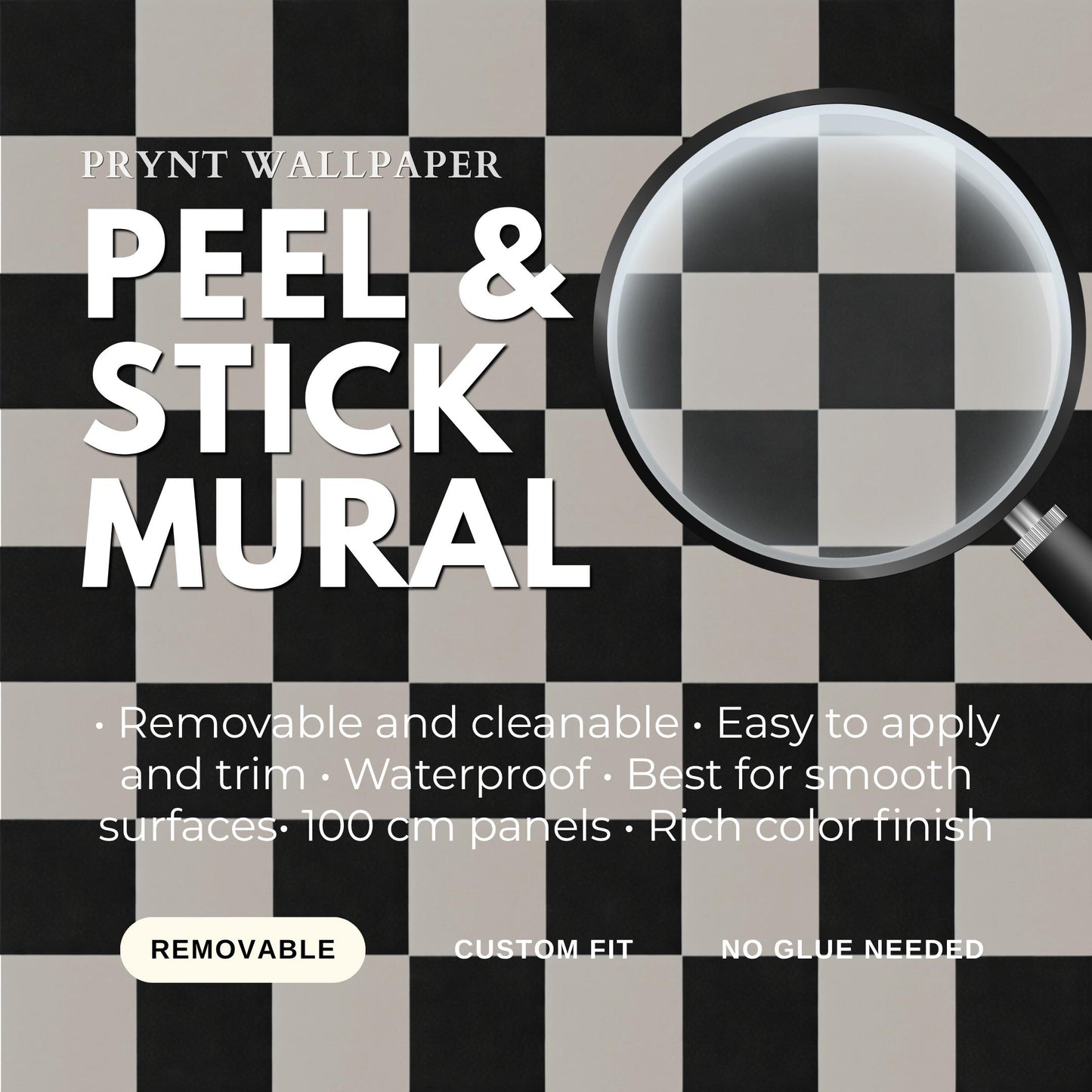 Black Checkerboard Wallpaper: Bold Geometric Tile Wall Mural