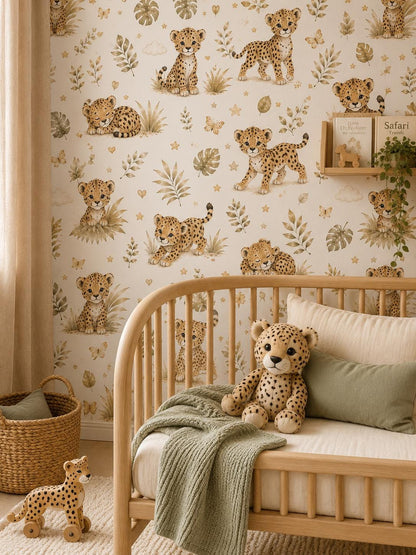 Cheetah Cub Wallpaper: Safari Animal Nursery Wall Mural