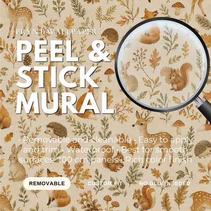 Autumn Woodland Animal Wallpaper: Cozy Forest Nursery Wall Mural