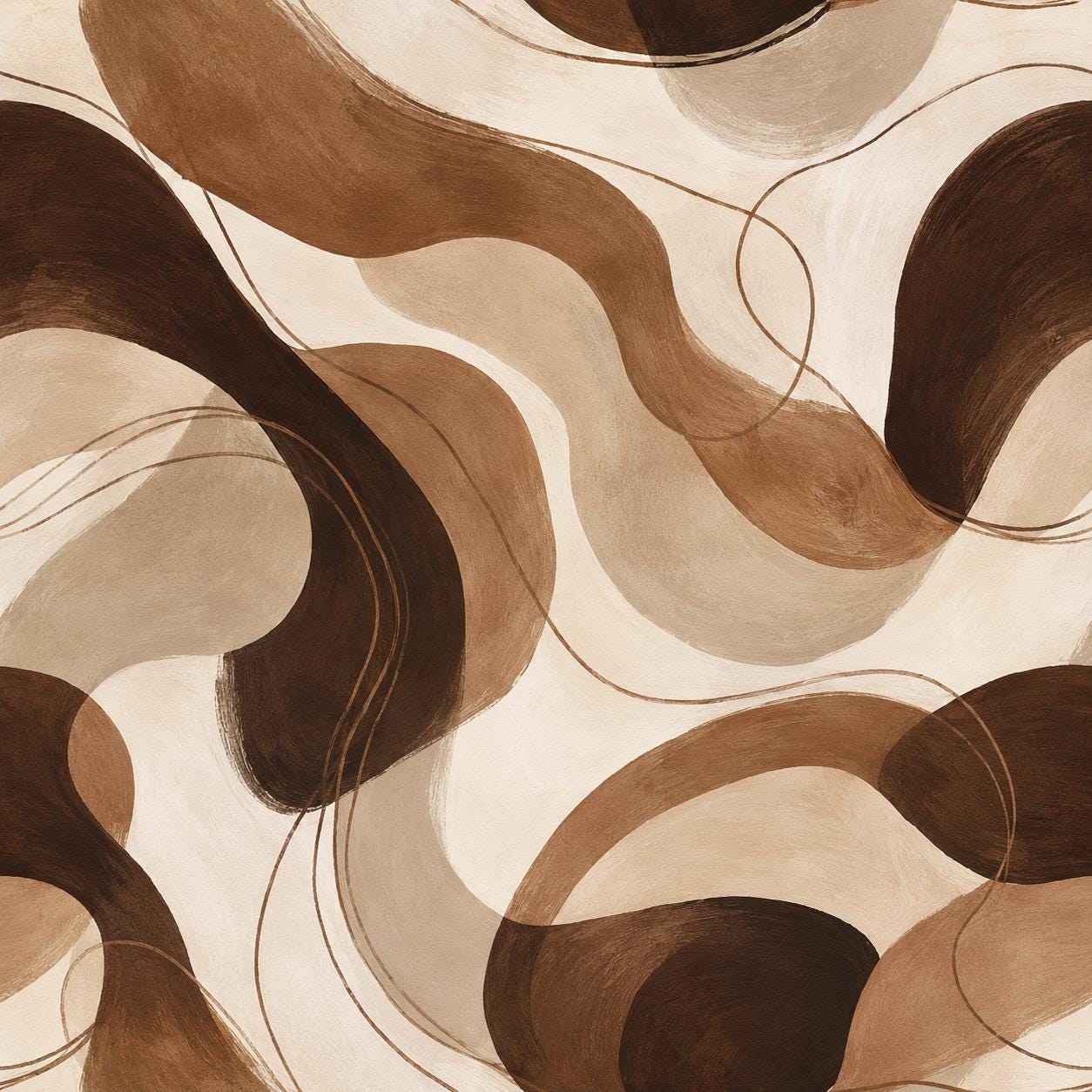 Cocoa Cream Abstract Wallpaper: Rich Brown Wall Mural