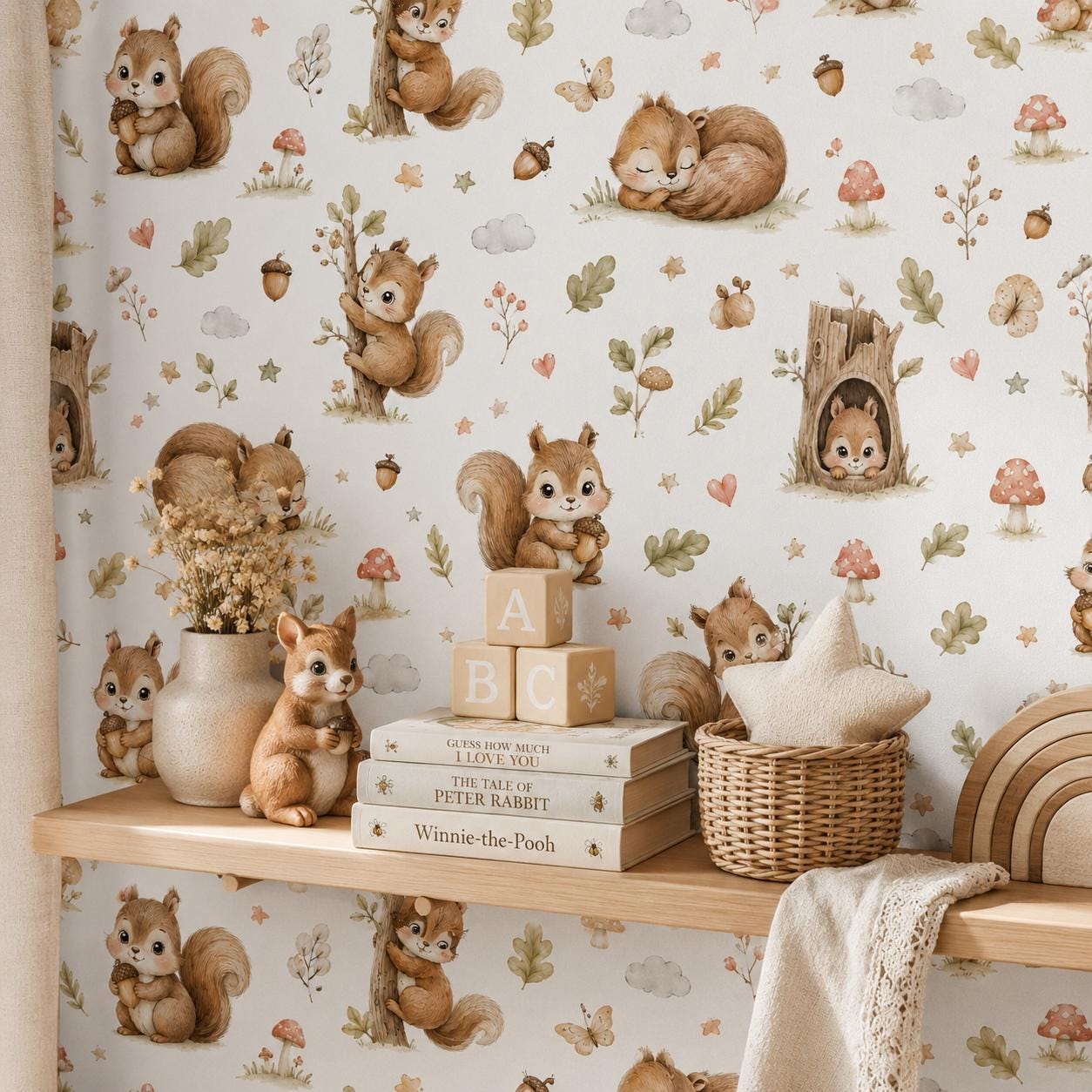 Squirrel Wallpaper: Woodland Nursery Wall Mural