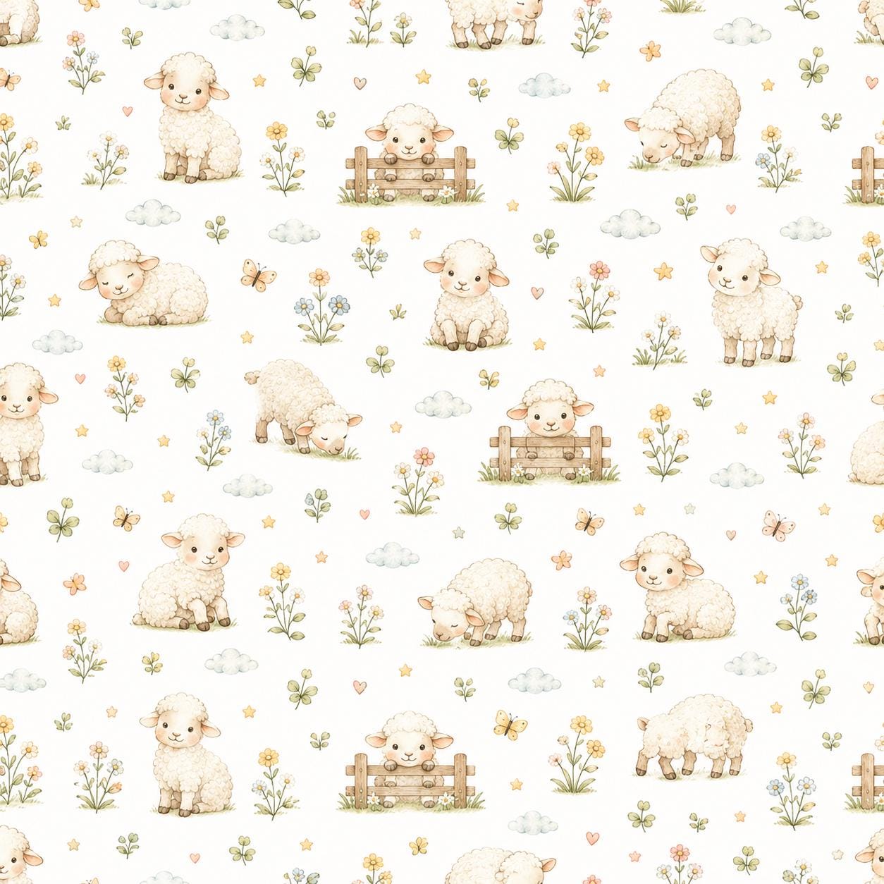 Sheep Wallpaper: Soft Farm Nursery Mural