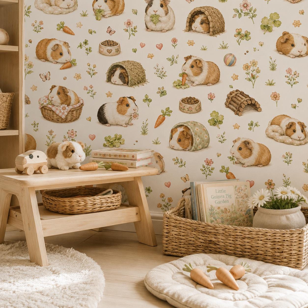 Guinea Pig Wallpaper: Sweet Pet Nursery Mural
