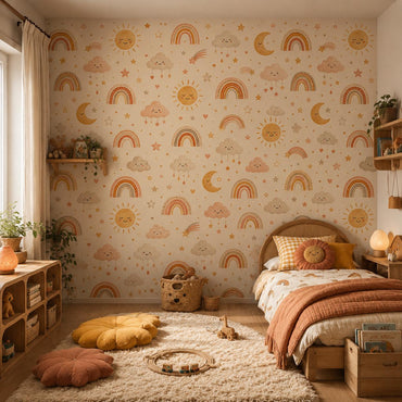 Retro Rainbow Wallpaper: Playful Kids Room Wall Mural