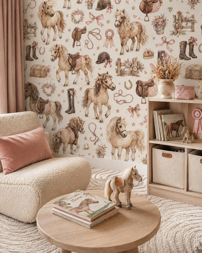Pony Club Wallpaper: Girls Equestrian Wall Mural